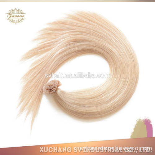 Grade 8A blonde Double Drawn 100% Human Remy Prebonded U tip Hair, Nail tip human remy hair extension